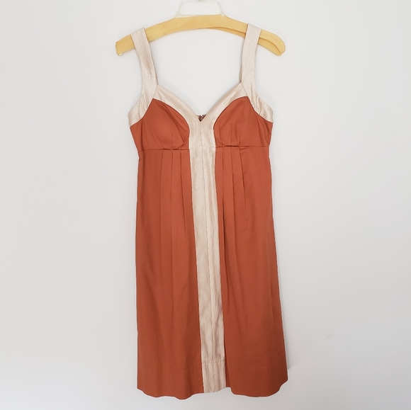 Max and Cleo Gold and Orange Sweetheart Neck Dress - Picture 1 of 6